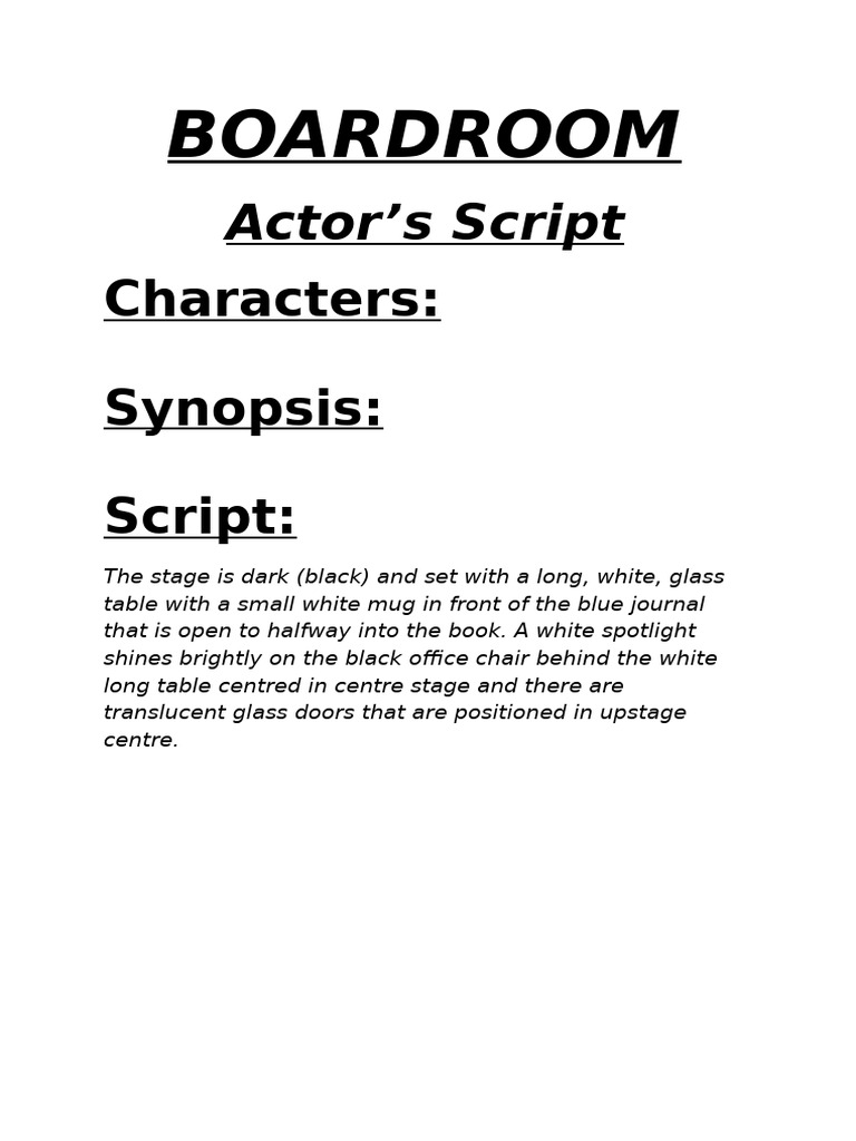 Boardroom Actor's Script Overview | PDF