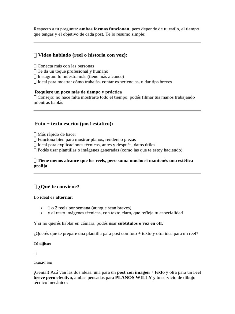 Idea para Reel Planos | PDF