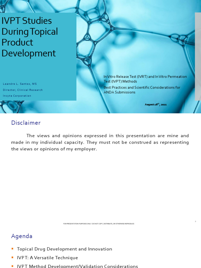 IVPT Methods for Topical Drug Development | PDF | Topical Medication ...