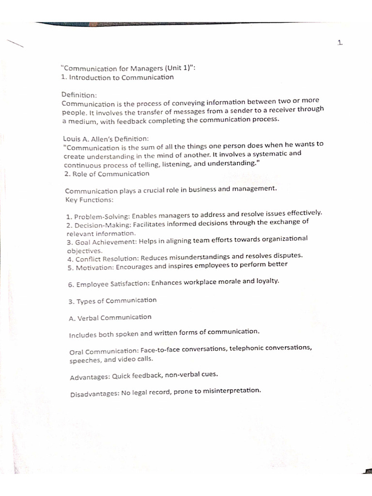 Communication Notes | PDF