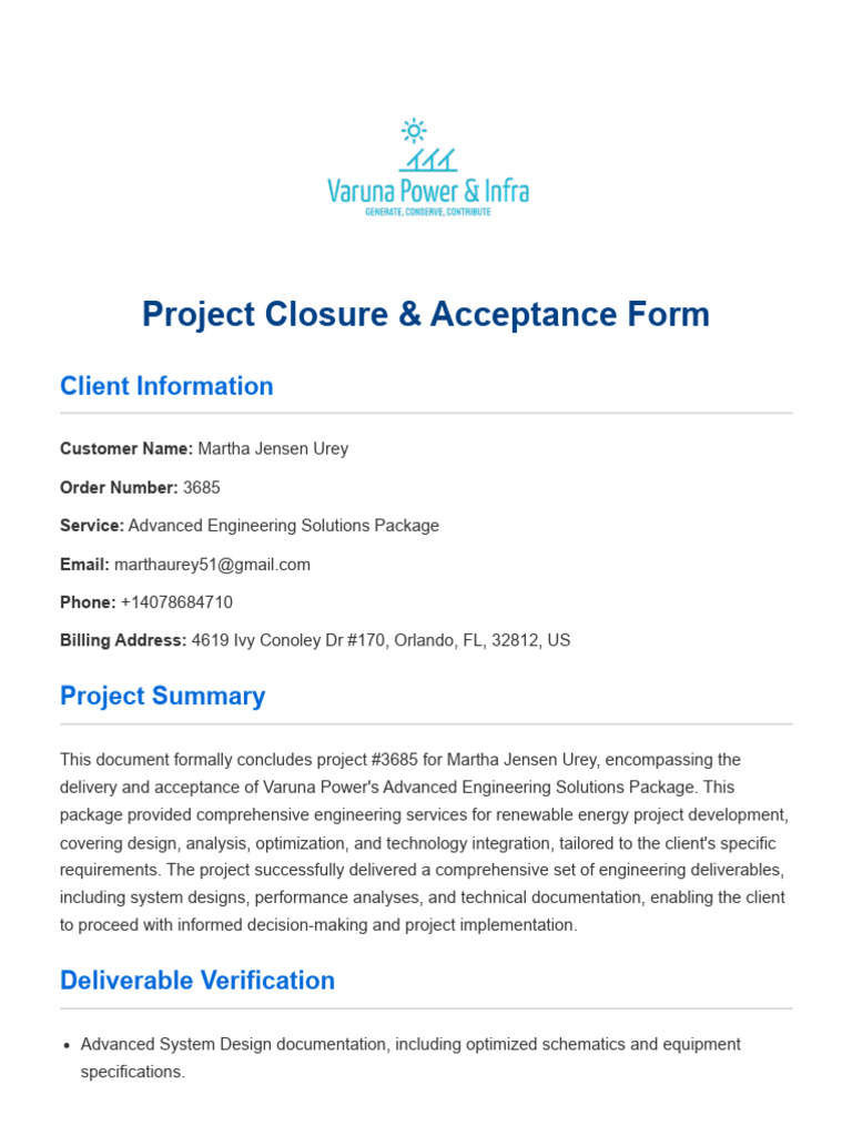Project Closure for Engineering Solutions | PDF | Specification ...