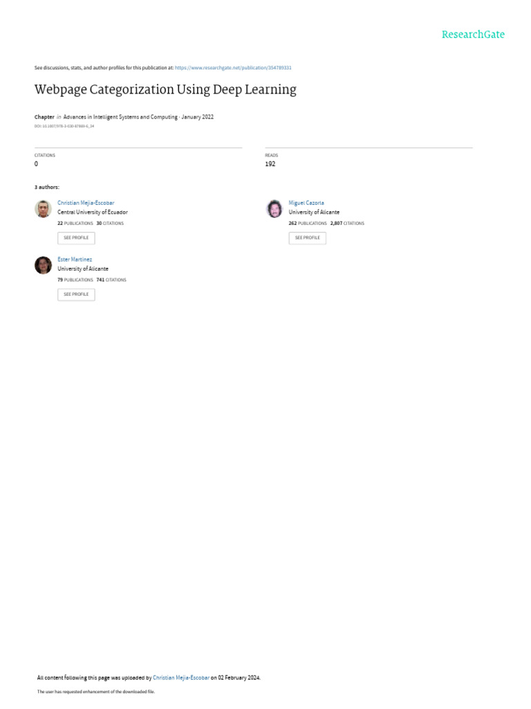 Deep Learning for Webpage Categorization | PDF | Receiver Operating ...