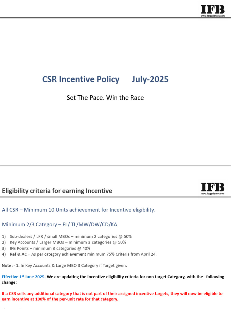 CSR Incentive Policy Overview 2025 | PDF | Air Conditioning ...