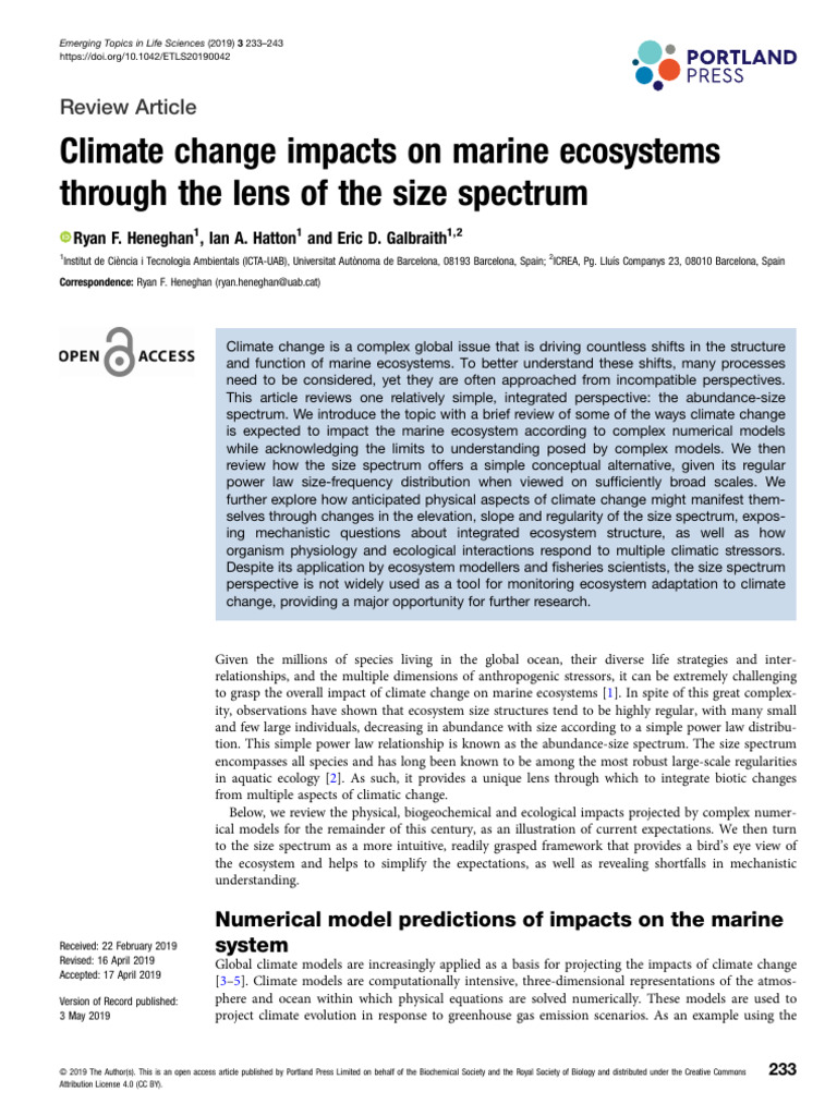 Climate Change and Marine Size Spectrum | PDF | Ocean Acidification ...