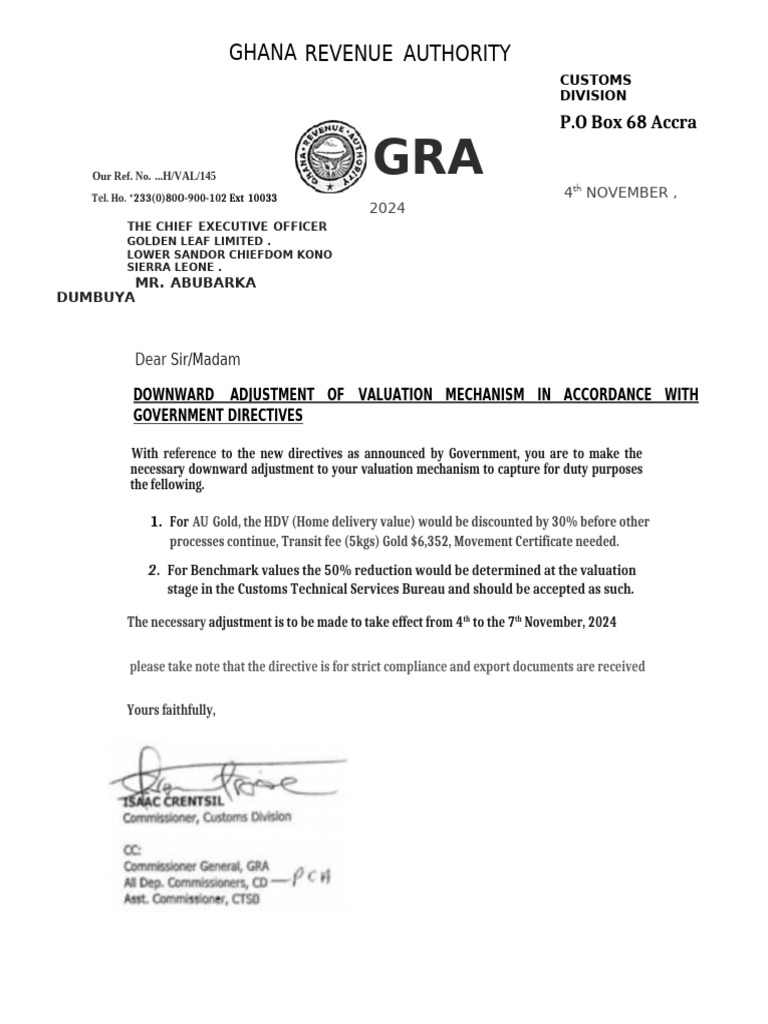Ghana Custom Letter | PDF