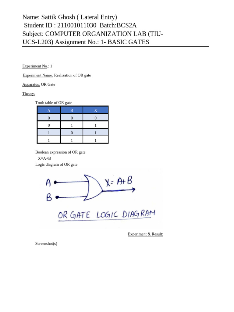 Basic Logic Gates Lab Report | PDF