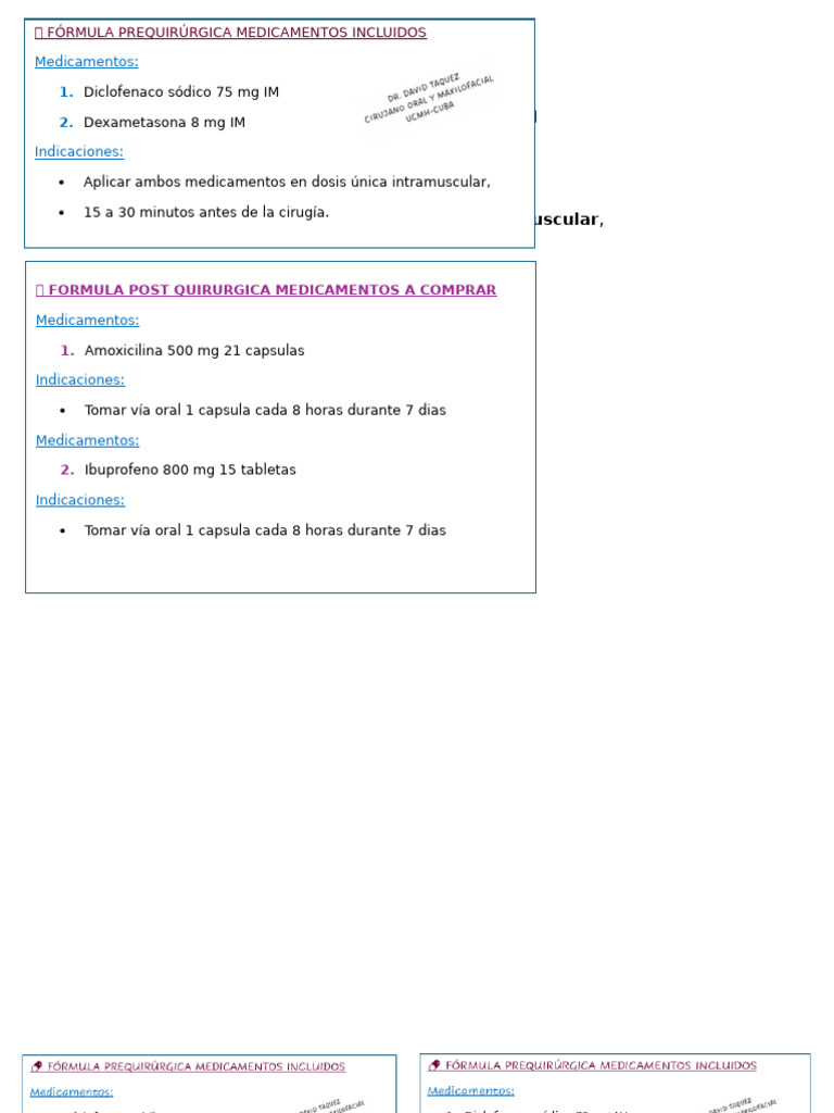 Fórmula y cuidados postquirúrgicos | PDF | Medicamentos con receta ...
