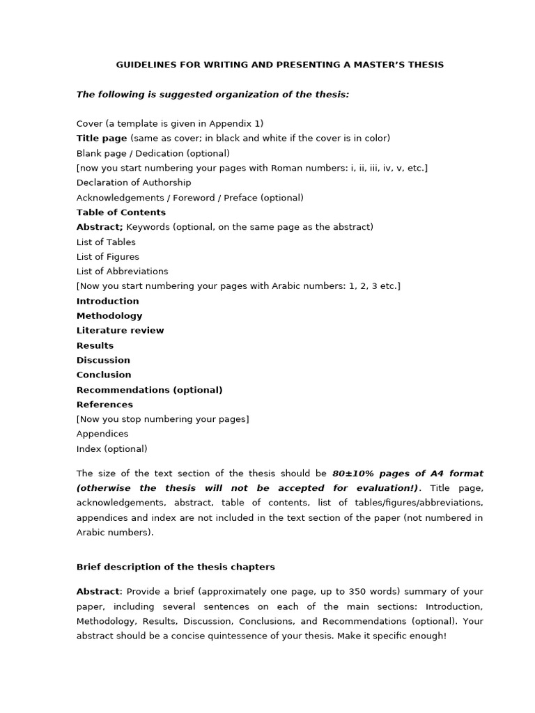 Master's Thesis Writing Guidelines | PDF | Methodology | Citation