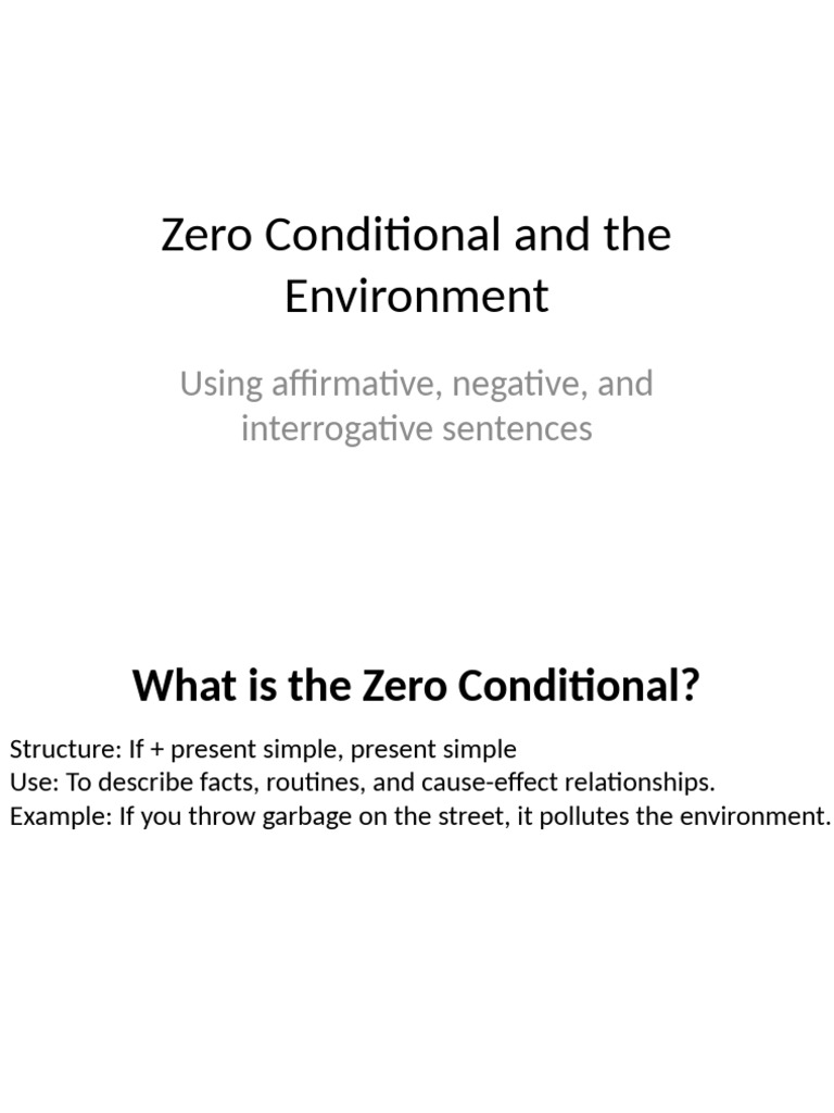 Zero Conditional and Environmental Impact | PDF