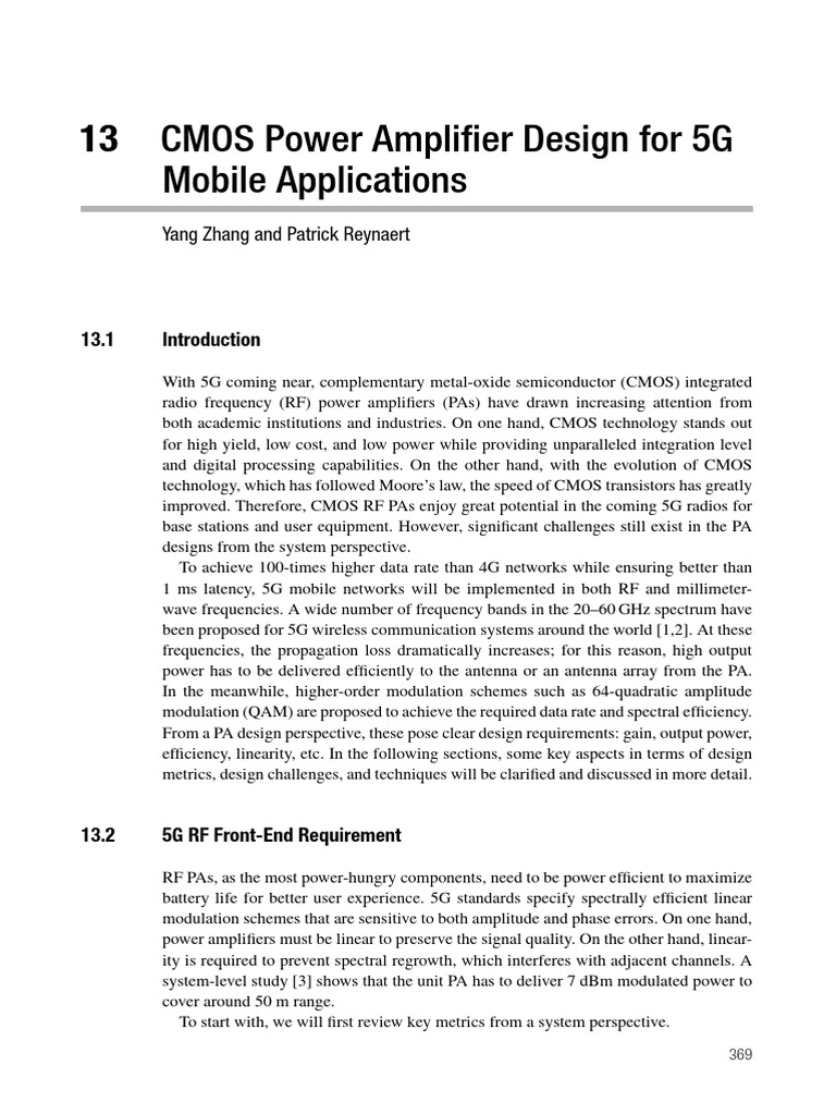 CMOS Power Amplifier Design for 5G | PDF | Amplifier | Distortion