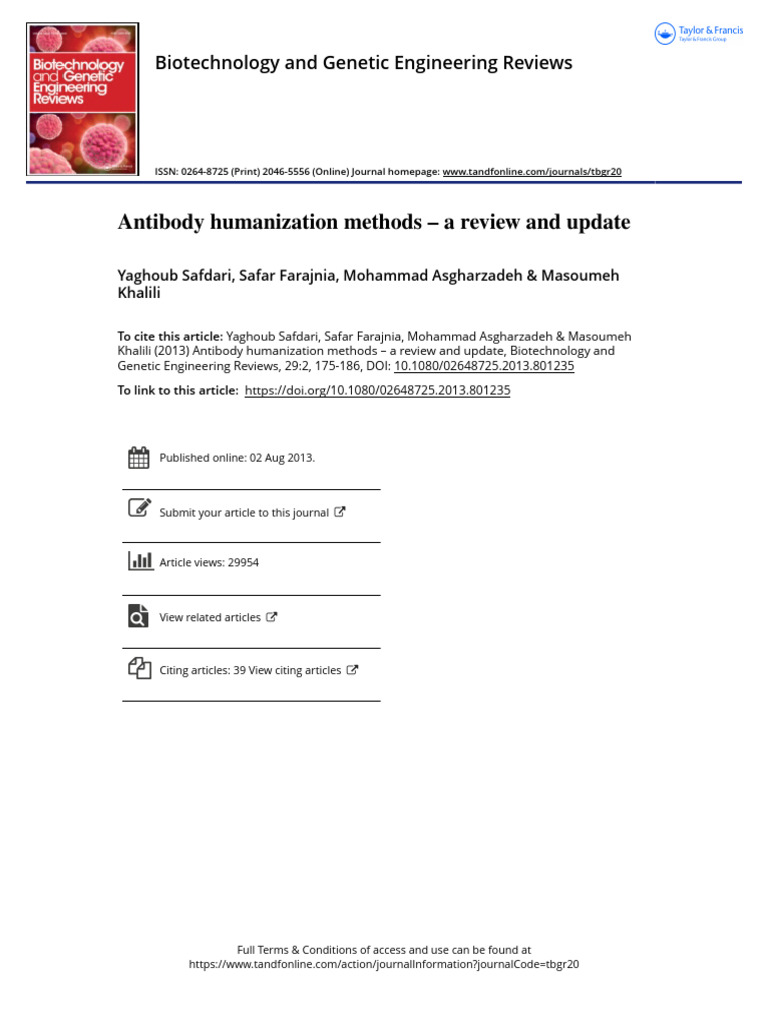 Antibody Humanization Methods Review | PDF | Antibody | Immunoglobulin G
