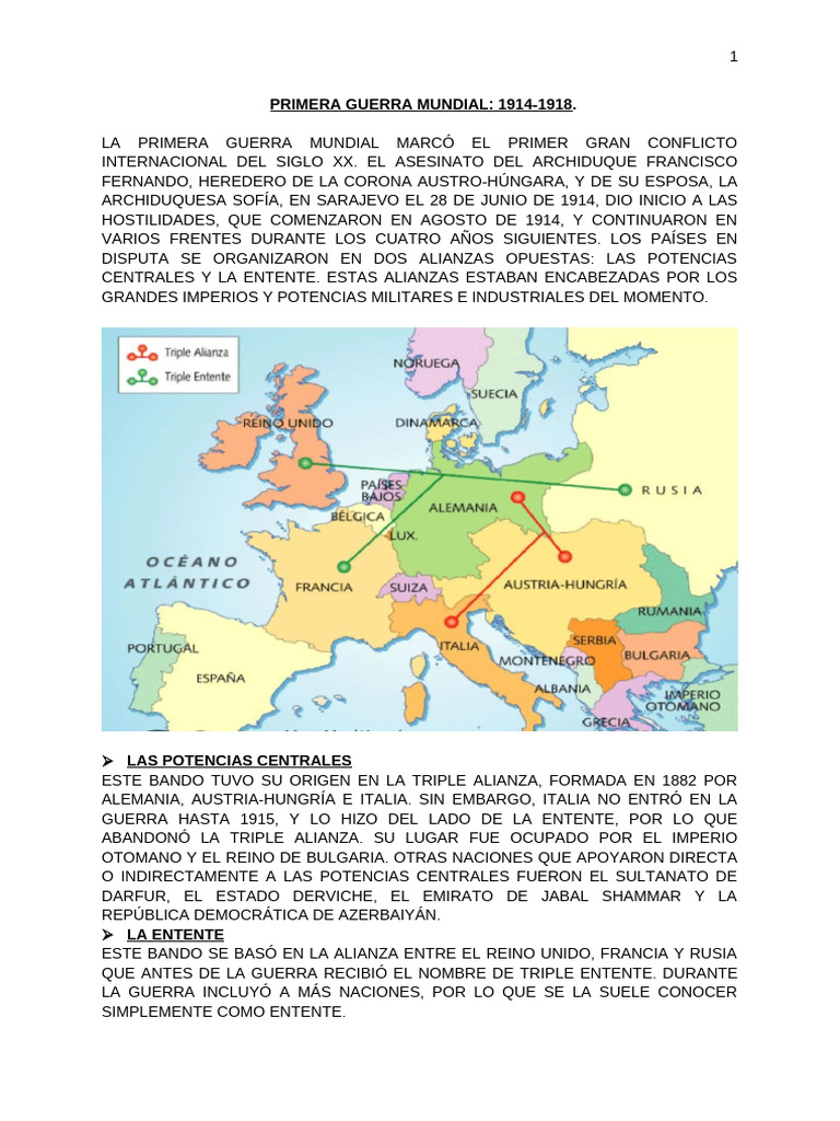 Causas y Consecuencias de la Primera Guerra Mundial | PDF | Austria ...