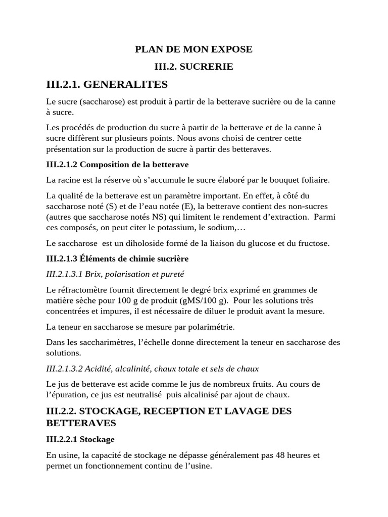 Production et extraction du sucre de betterave | PDF | Chaux | Saccharose