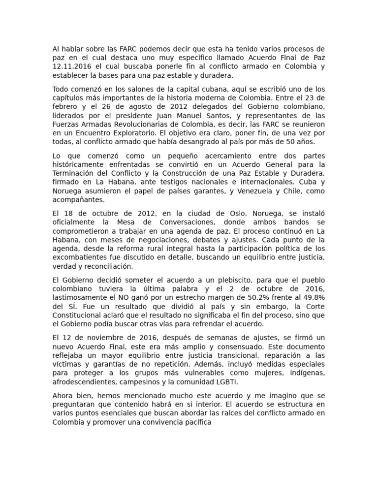 Acuerdo Final de Paz en Colombia: Claves y Ejes | PDF | Igualdad de ...