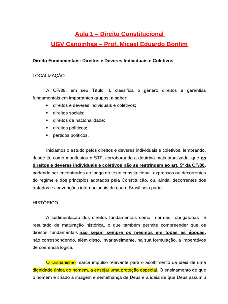 Direitos e Deveres Fundamentais no Brasil | PDF | Constituição | Estado