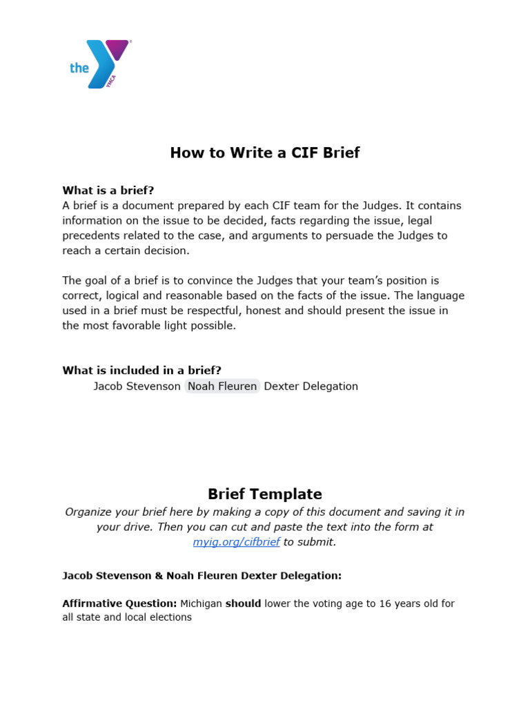 How to Write a CIF Brief Guide | PDF | Adolescence | Social Psychology