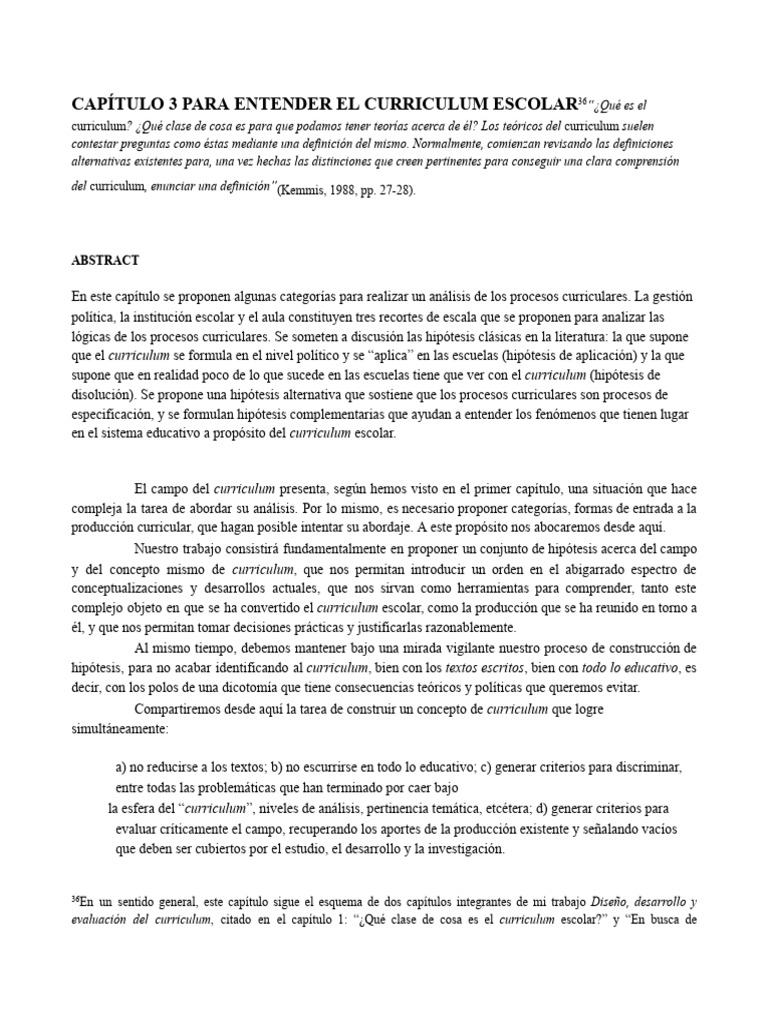 Análisis del Curriculum Escolar y sus Procesos | PDF | Plan de estudios ...