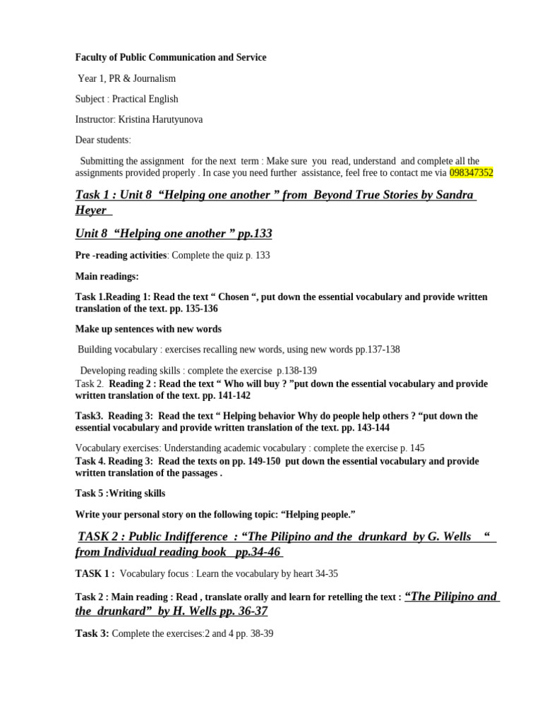 Practical English Assignments Guide | PDF