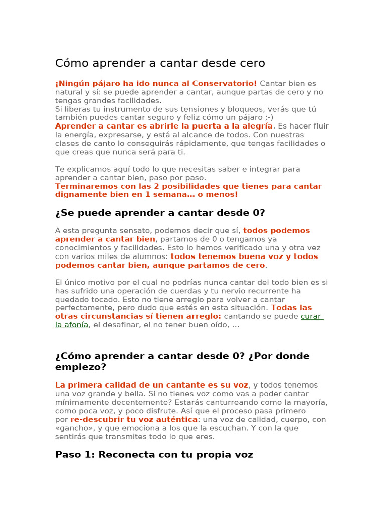 Guía para aprender a cantar desde cero | PDF | Canto | Piano