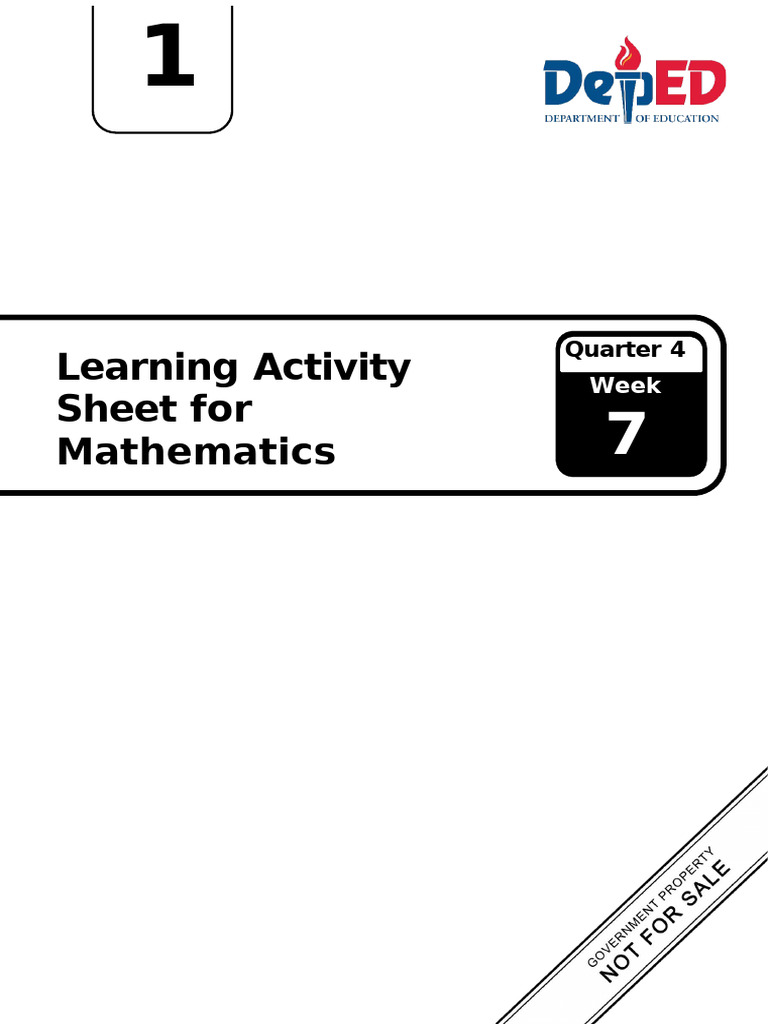 Grade 1 Math Activity Sheet Week 7 | PDF | Copyright | Intellectual ...