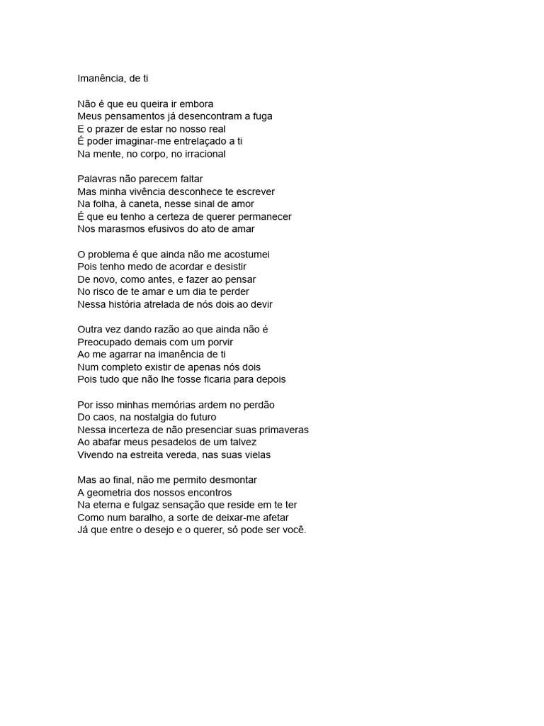 Reflexões sobre o Amor e a Imanência | PDF