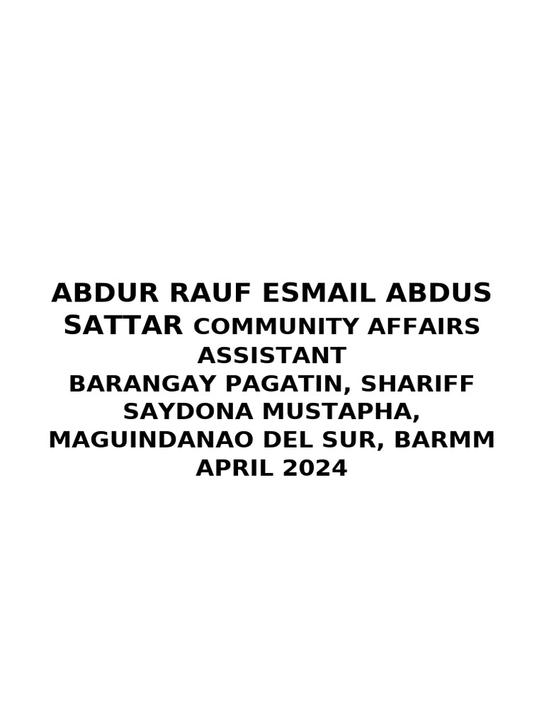 Abdur Rauf Esmail Abdus Sattar April | PDF | Religious Belief And ...
