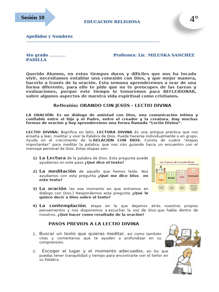 Guía de Oración: Lectio Divina para Niños | PDF | Oración | Lectio Divina