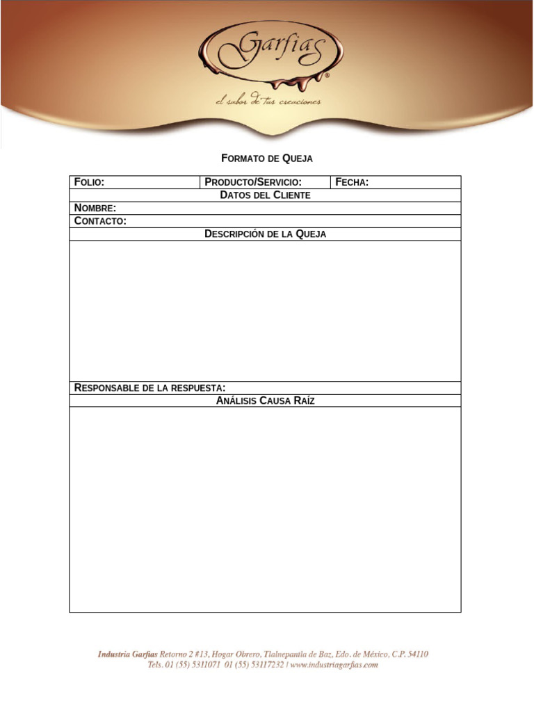 Formato de Queja y Respuesta | PDF