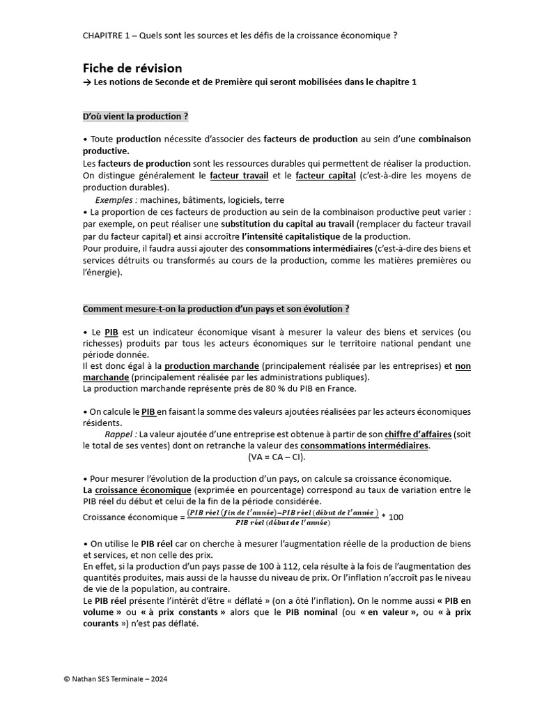 Sources et défis de la croissance économique | PDF | Produit intérieur ...