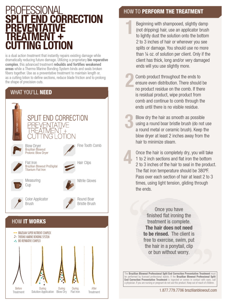 Brazilian Blowout Split End Treatment Guide | PDF | Human Hair