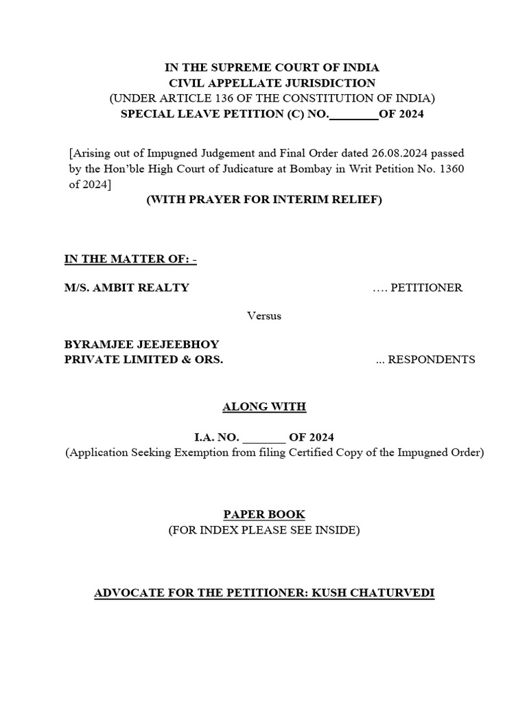 Supreme Court SLP on Slum Rehabilitation | PDF | Appeal | Political Law