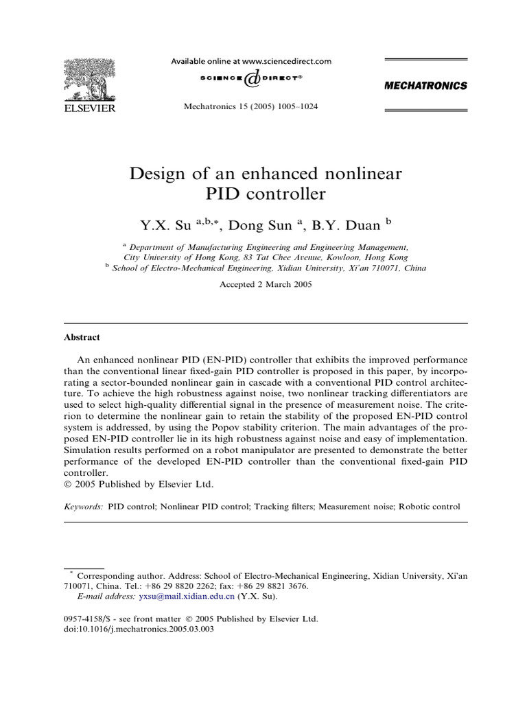 Enhanced Nonlinear PID Controller Design | PDF | Control Theory | Mechanics