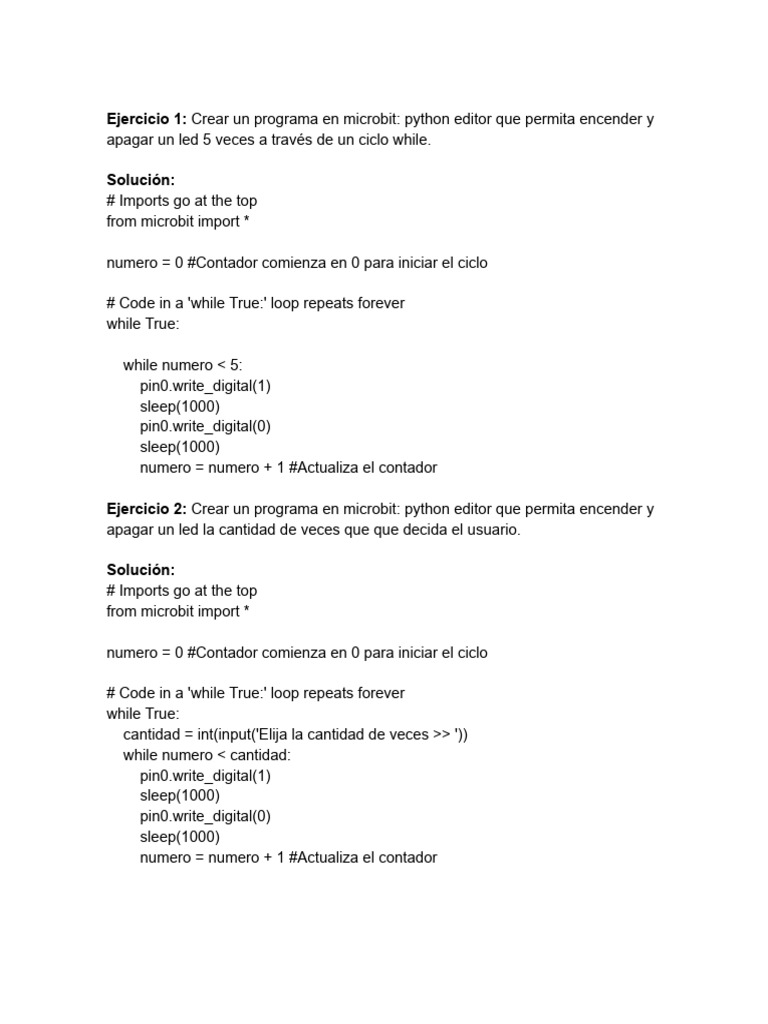 Programas Microbit: Control de LED en Python | PDF