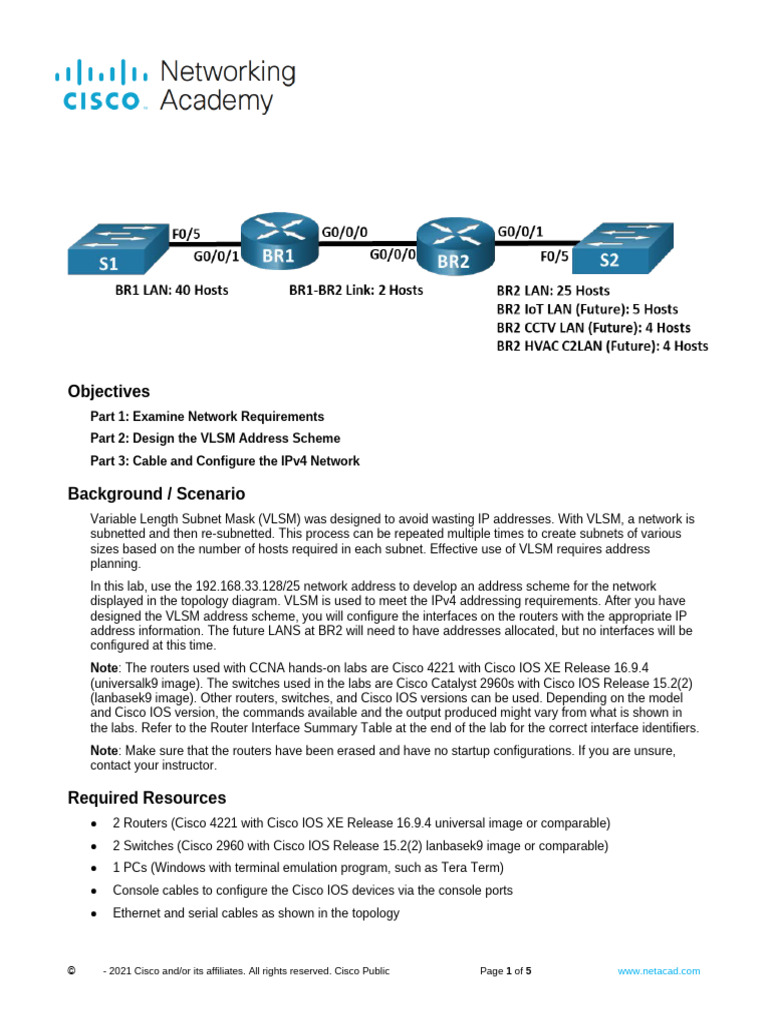 VLSM Addressing Scheme Lab Guide | PDF | Computer Network | Wide Area ...