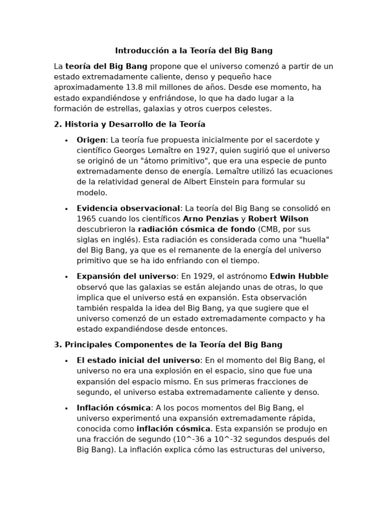 Teoría del Big Bang: Origen y Evolución | PDF | Big Bang | Universo