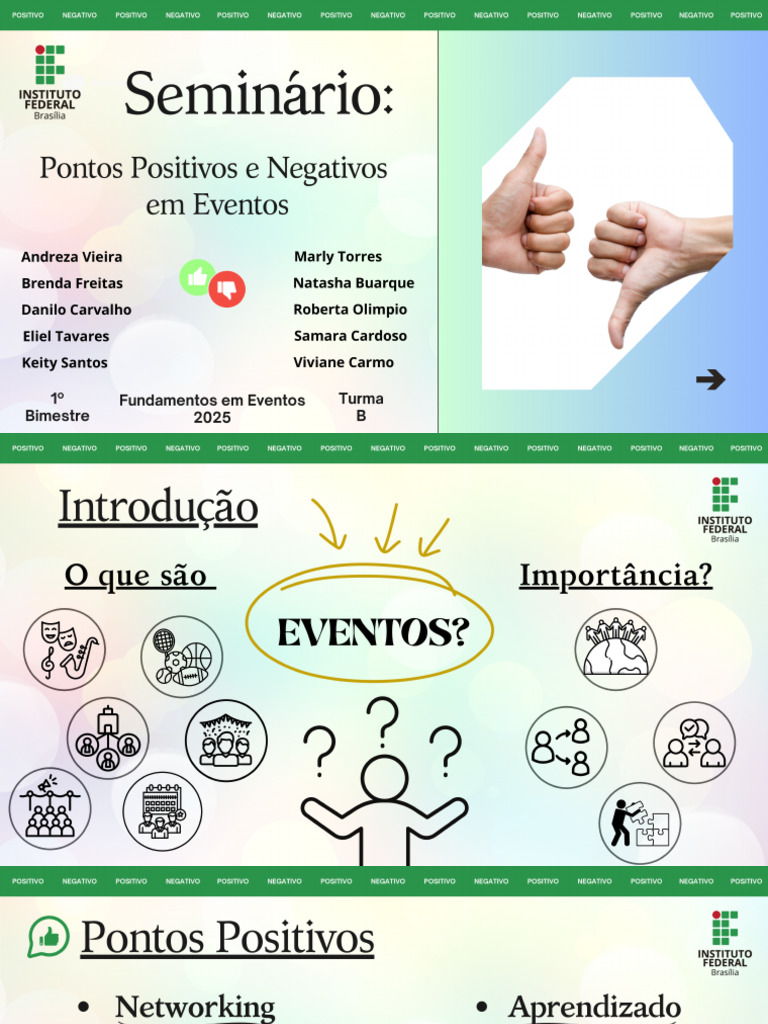 Seminário Pontos Positivos e Negativos em Eventos | PDF