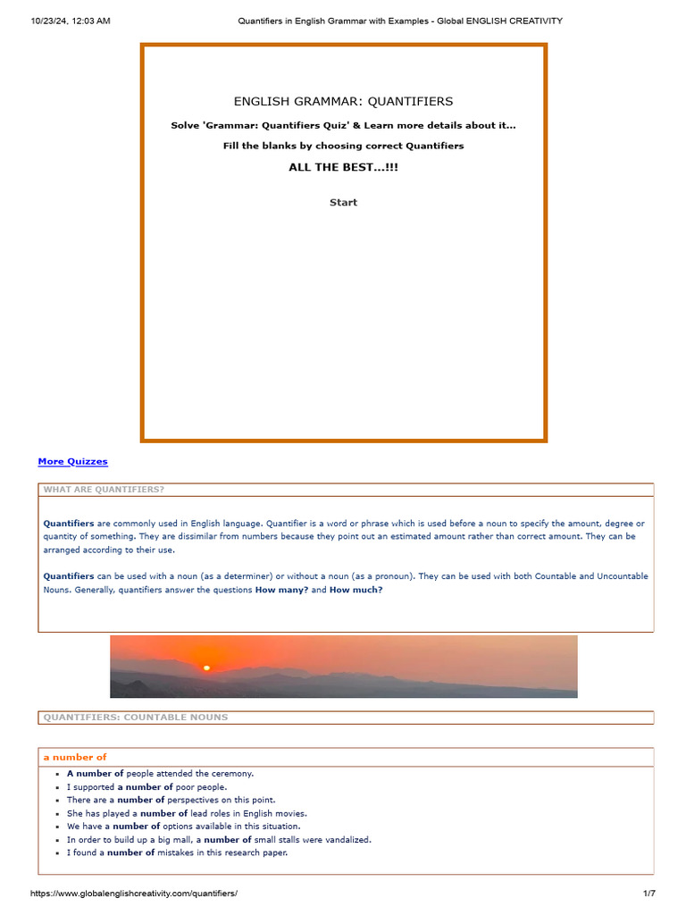 Quantifiers in English Grammar With Examples - Global ENGLISH ...