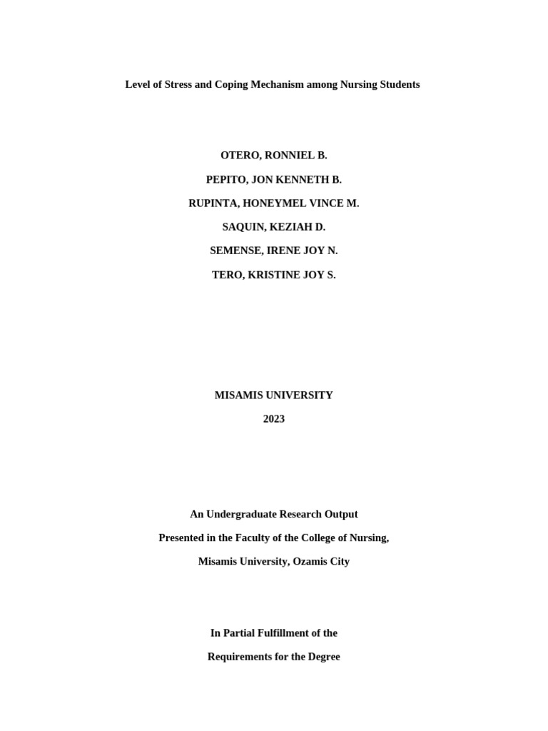 Stress and Coping in Nursing Students | PDF | Stress (Biology) | Stress ...
