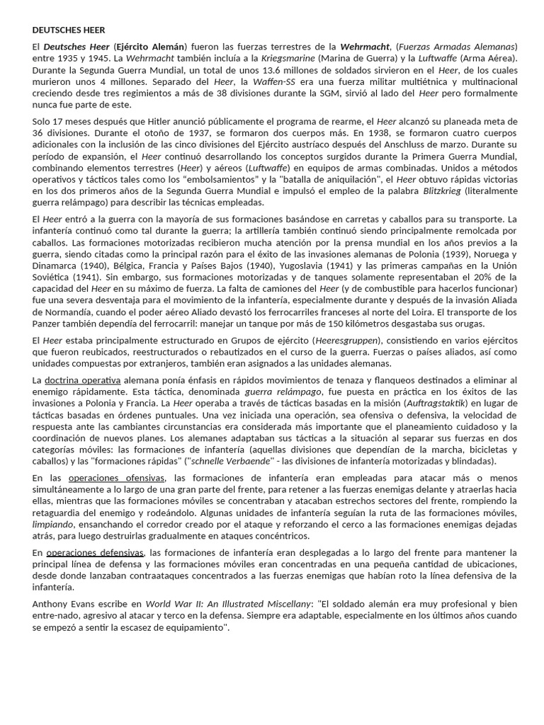 Historia del Deutsches Heer en SGM | PDF | Militar | Operaciones ...
