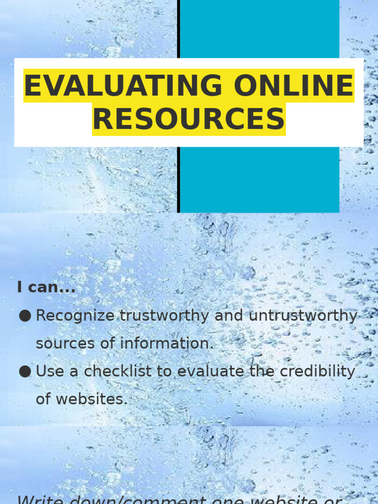 Evaluating Online Resources | PDF