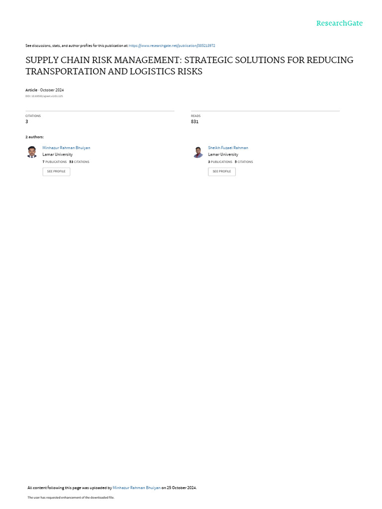 Supply Chain Risk Management Solutions | PDF | Supply Chain | Risk ...