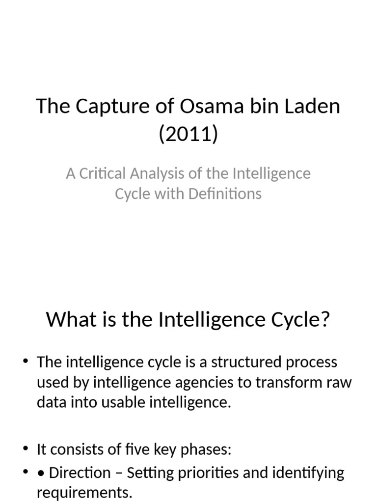 Analyzing the Intelligence Cycle in Bin Laden's Capture | PDF