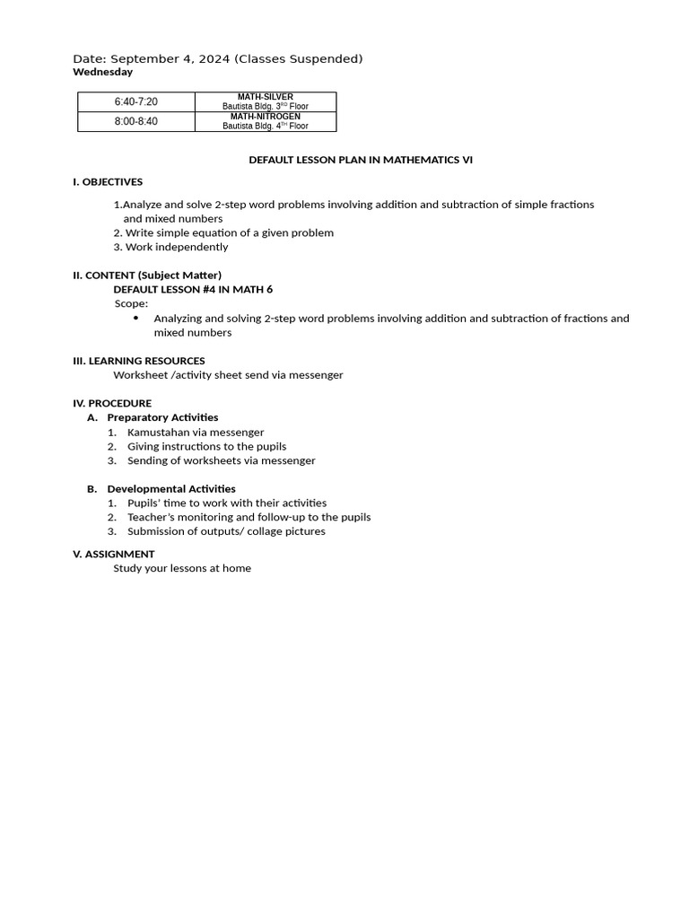 Default Lesson LP 4 | PDF