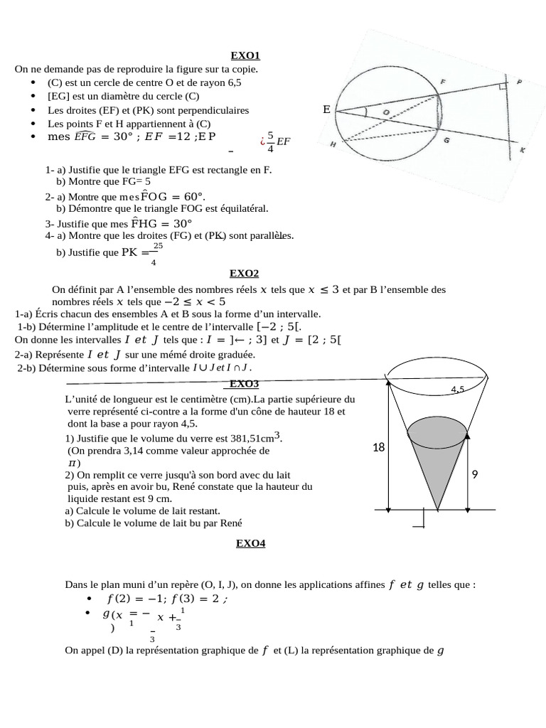 Exercices de mathématiques avancées | PDF | Triangle | Cercle