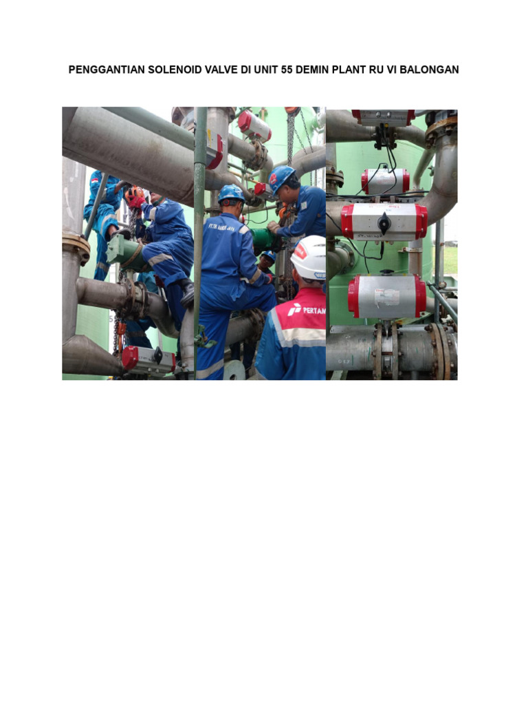 Penggantian Solenoid Valve Di Unit 55 Demin Plant Ru Vi Balongan | PDF