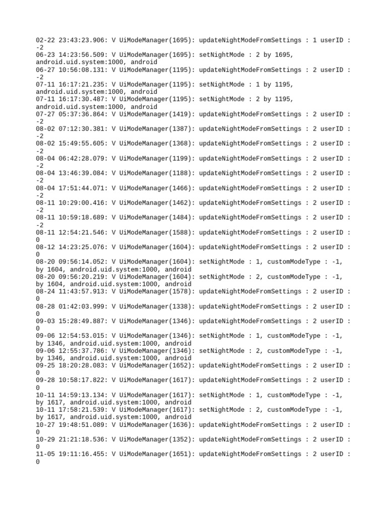 Android Night Mode Log Updates | PDF