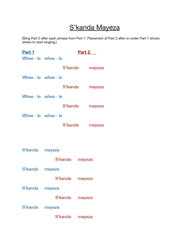 S’kanda Mayeza Singing Guide | PDF
