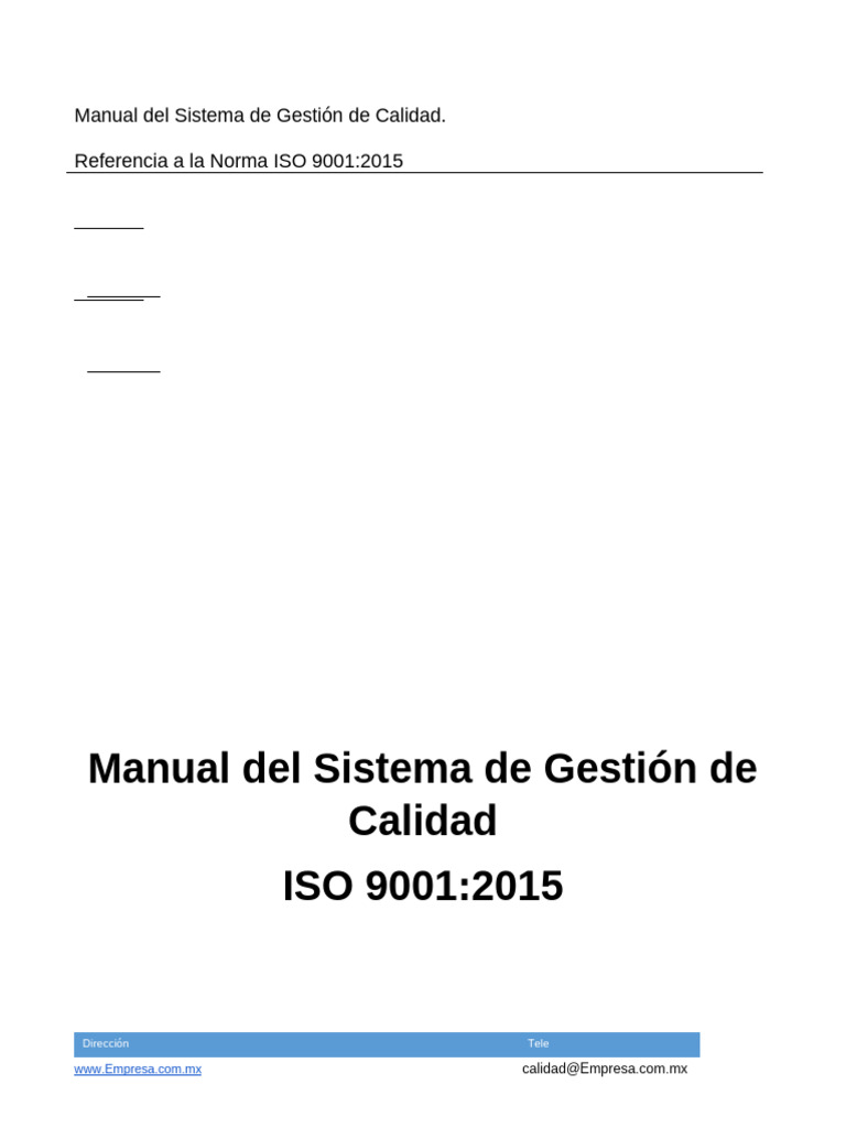 Manual de Calidad ISO 9001:2015 | PDF | Sistema de manejo de calidad ...