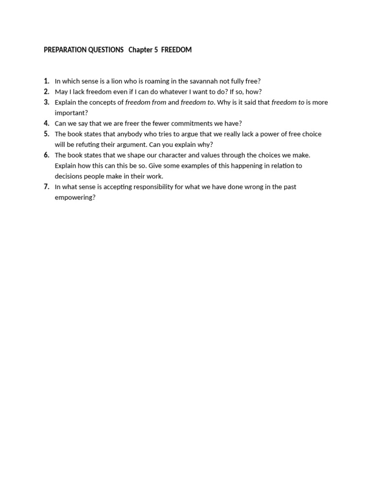 Questions on Freedom and Responsibility | PDF