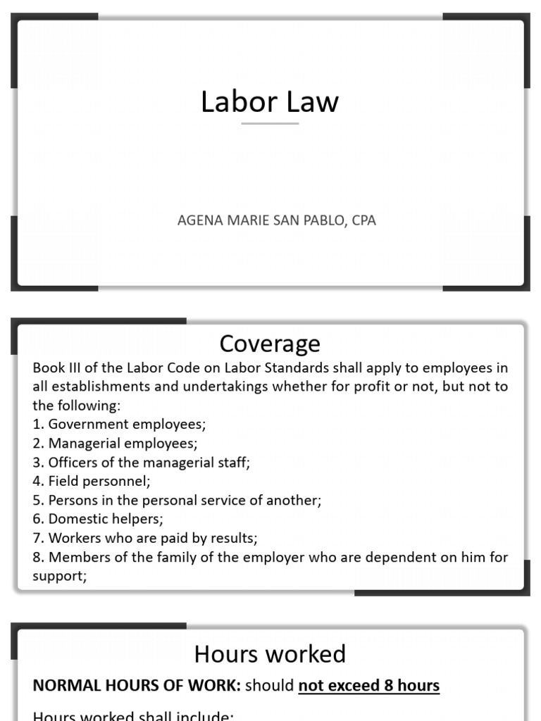 Comprehensive Guide to Labor Law Standards | PDF | Cost Of Living ...